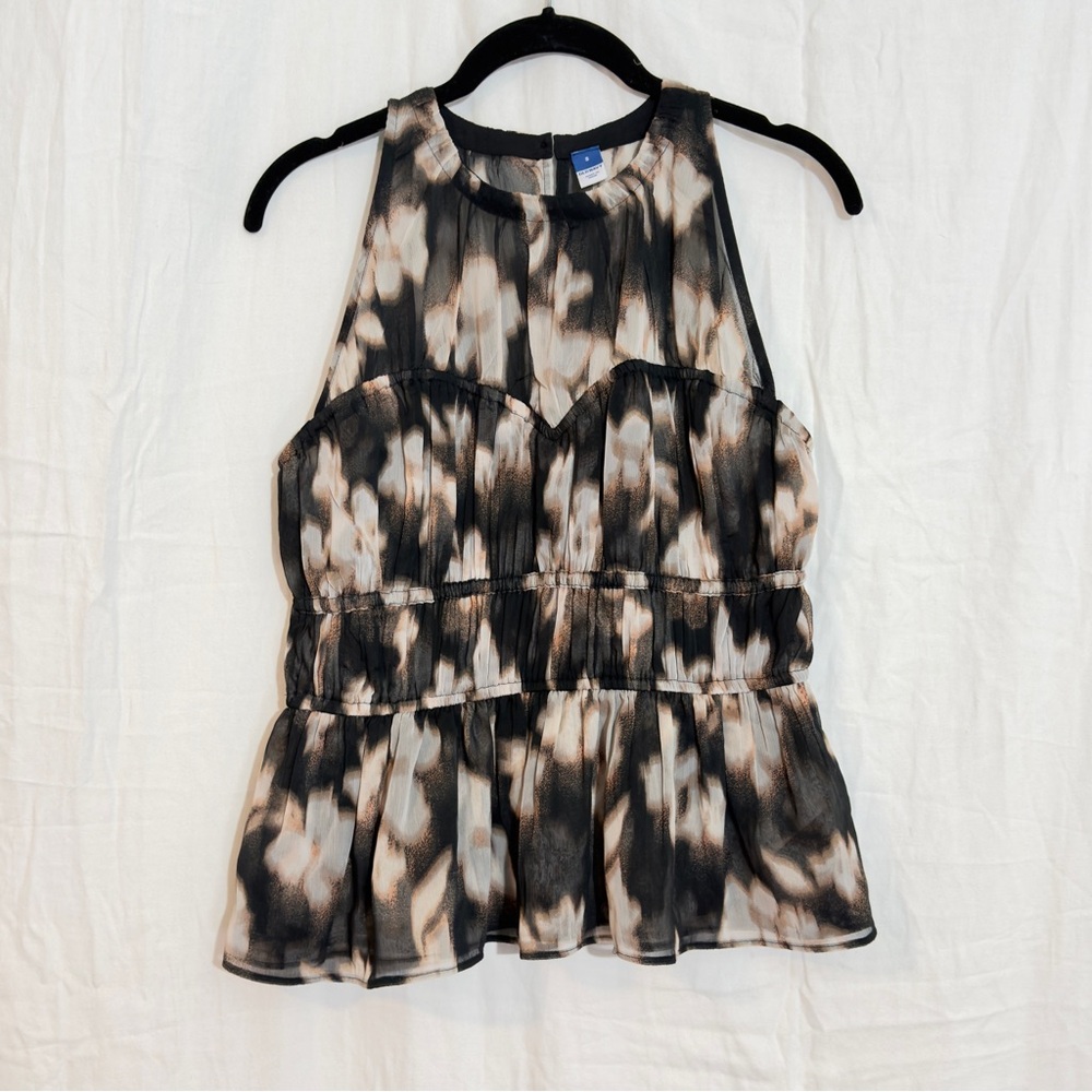 Old Navy Sleeveless Tiered Peplum Top Women’s Small Floral Print Chiffon Blouse